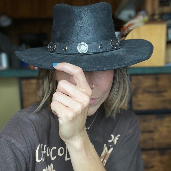 Minnetonka Buffalo Nickel Hat Black Womens Medium - Picture 6 of 11